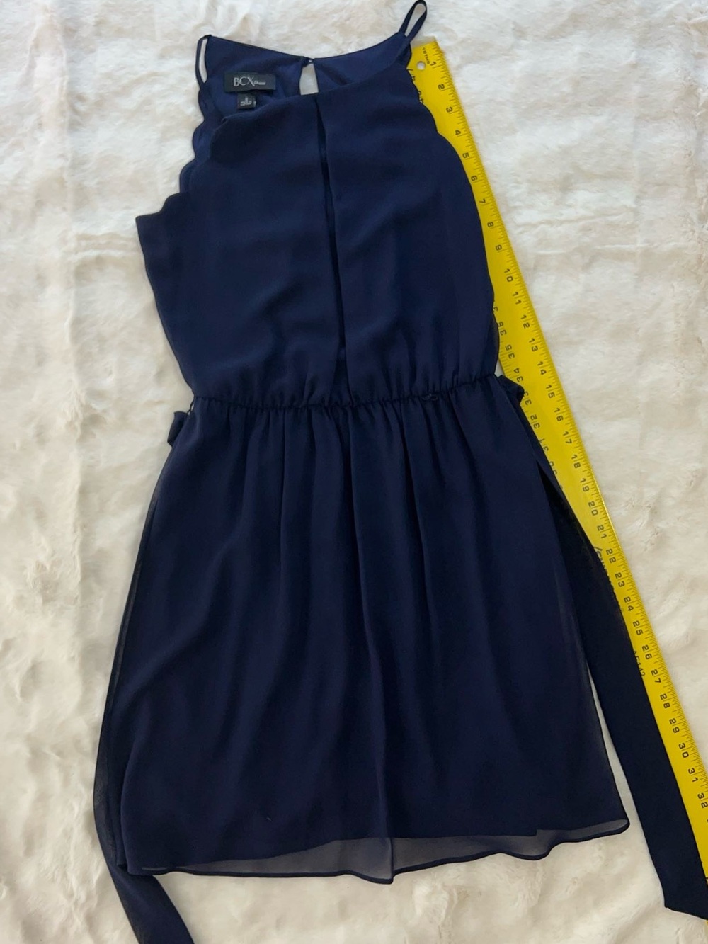 BCX Navy Girls' Scalloped Halter Chiffon Dress
